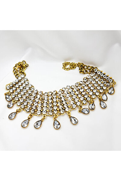 MYGRACE Choker, aur antichizat, metalic, decorat cu pietre