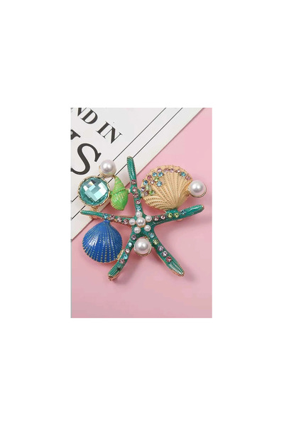 shop Karışık Renk Deniz Yıldızı Figürlü Taşlı Broş