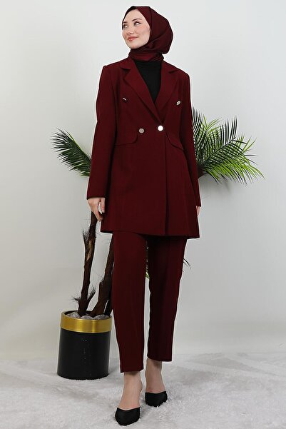 giz astore Blazer Ceket Takım Bordo