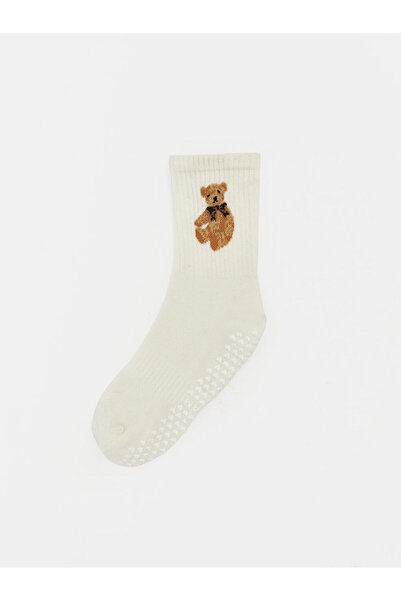 LC Waikiki Beige Teddy Bear Patterned Women's Socks