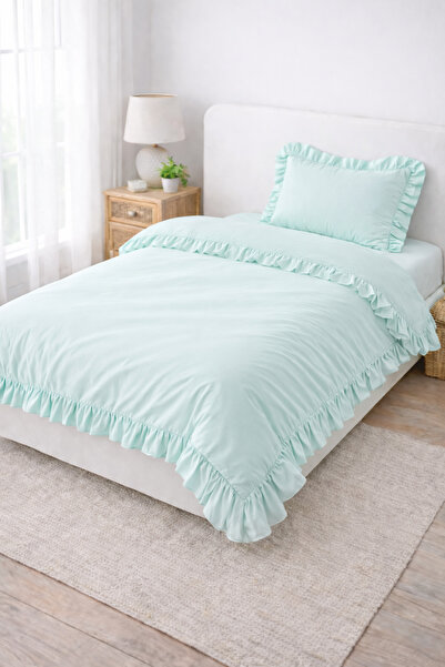 Madame Home Σετ κλινοσκεπασμάτων με βολάν, μονό, από βαμβακερό ύφασμα, κομψό ...