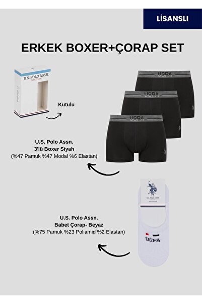 U.S. Polo Assn. Men'S, Licensed, Uspa, Modal-Cotton, 3-Piece Boxer + Socks Se...
