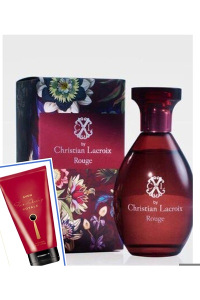 AVON Christian lacrois rouge 100 ml yanında far away Royale 150 ml vücut losy...