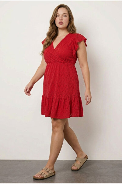 Stil Diva Rochie mini cu decolteu în V, fără mâneci, cu imprimeu din dantelă ...