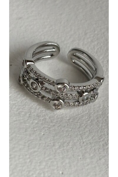 BHR AKSESUAR خاتم فضة بحجر الزركون قابل للتعديل