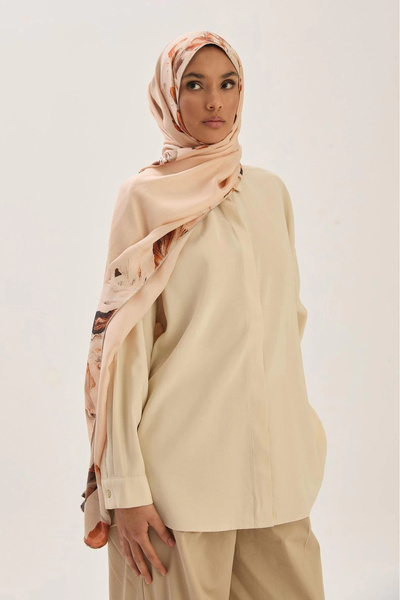 Maisa Birch Cotton Silk Shawl 70*190 cm - Brown