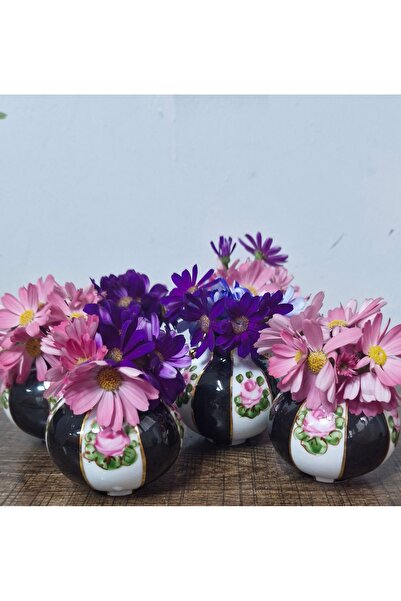 BY.RAYKA PORSELEN El Dekor Piano Porcelain Hand-Painted 6-Piece Vase