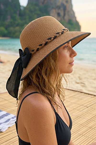 Ritagarcia Ženski slamnati šešir sa detaljima od trake, široka oboda, letnji ...