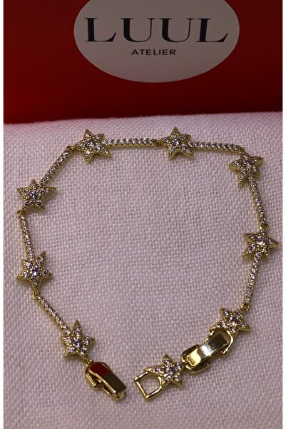 LUUL ATELIER XUPING Yıldız Model 14K Gold Zirkon Taş Çelik Bileklik
