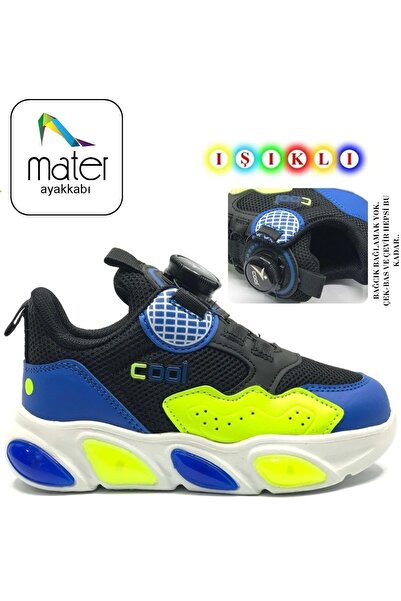Mater Ayakkabı Cool Leon Akıllı Bağcıklı Işıklı Ortopedik Çocuk Spor Ayakkabı SİYAH