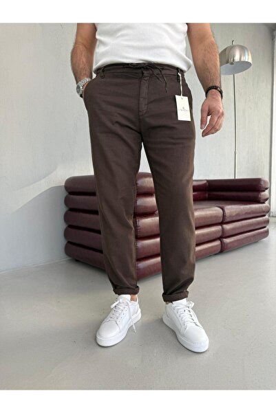 EAS GİYİM Slim Fit Lace-Up Linen Casual Trousers