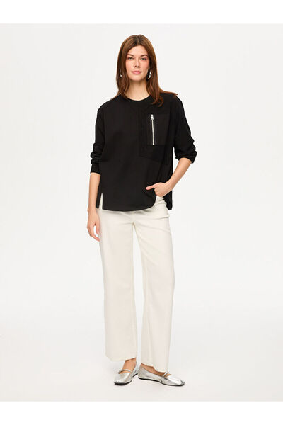 Faik Sönmez Brode Garnili Triko Bant Detaylı Yuvarlak Yaka Sweatshırt S26SWT003