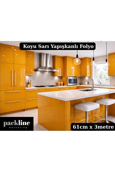 Packline Marketing Sjajna tamnožuta lepljiva folija za kuhinjske ormariće i p...
