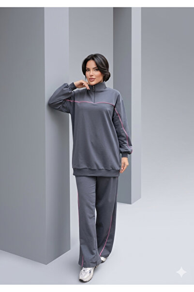 Ryzi Moda Women's Tracksuit Set Double Set with Zipper Collar