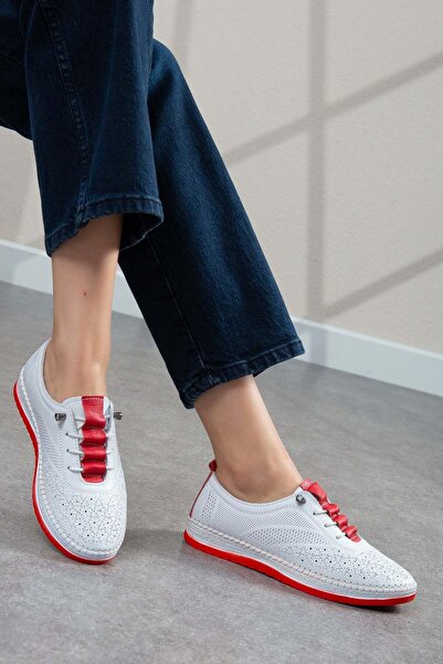 ALPELLİByAlp Women's Genuine Leather Self-Patterned Light Sole Comfortable Wh...