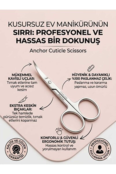 LOVYCO Paslanmaz Çelik Kavisli Tırnak Eti Makası - Profesyonel Manikür Pedikü...