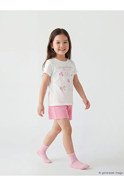 LC Waikiki Özmarka New Season Printed Girls' Shorts Pajama Set