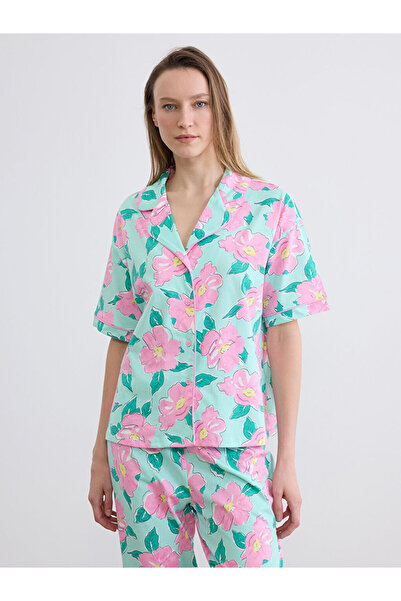 LC Waikiki Sparkling Choices from Shining Store Shirt Roba Collar Floral Wome...