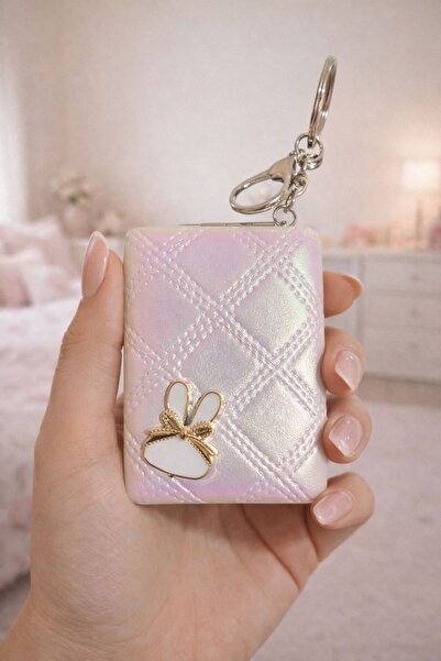 EMKSHOP Soft Glow Pastel Metallic Bag Size Mirror Keychain Charm