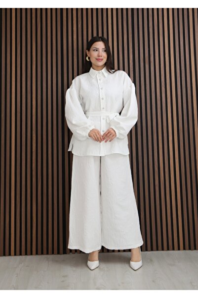 MODAELA Κομψό Σετ Χιτζάμπ με Μανίκια Μπαλόνι και Ζώνη