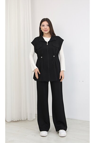 MODAELA Κομψό και άνετο σετ δύο τεμαχίων με γιλέκο και παντελόνι με λεπτομέρε...