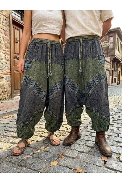 AYASOFYA OTANTIK Unisex Nepal Black Green Ethnic Authentic Loose Bohemian Sha...