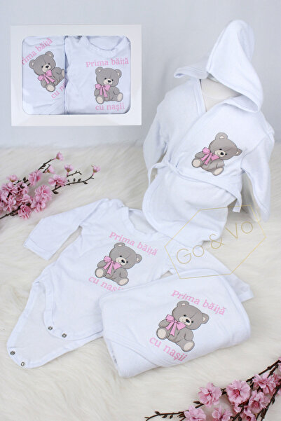 GoVo Kids Set prima baita cu nasii, Ursulet – Set 4 piese pentru bebeluși, Ha...