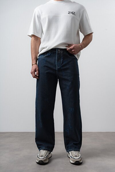 Respire Men's Effect Baggy Jean Navy Blue