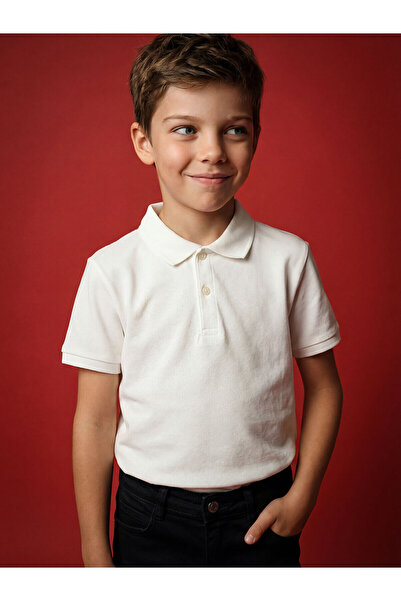 LC Waikiki Nevavm Polo Collar Boys' Pique T-Shirt with a Difference