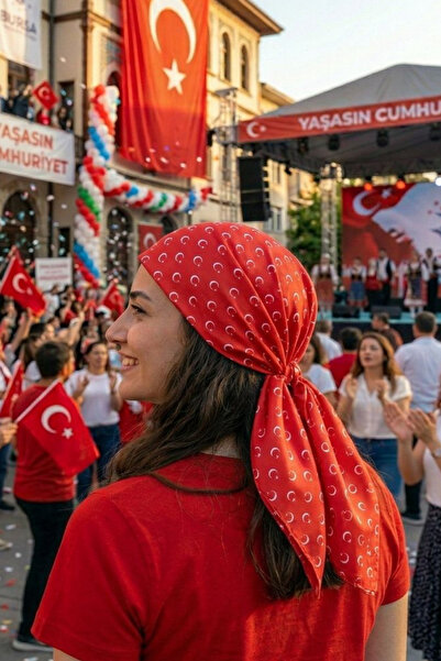 Jaida Moda Al Yıldız Turkish Flag Red Scarf National Holiday Accessory Unisex...