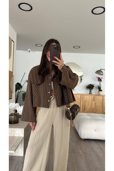 Tulipabutik Cămașă Crop cu dungi