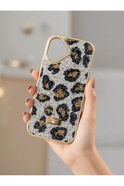 iPhone 17 Uyumlu Elmas Leopar Baskı Lüks Rhinestone Bling Darbeye Dayanıklı Telefon Kılıfı