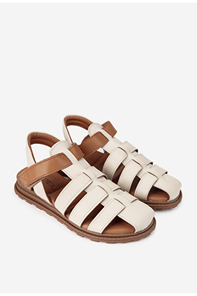 Dasha Sandale dama bej cu maro din piele