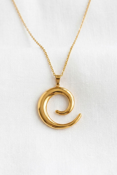 özgül takı ve tasarım Spiral Model Gold Color Stainless Steel Women's Necklace