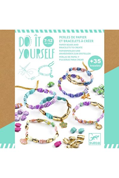 djeco Atelier DIY de confectionat bratari cu margele din hartie - Detalii aurii