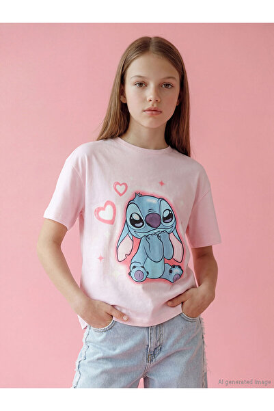 LC Waikiki Trendlucky Girl's T-Shirt with Angel Print and Difference in Color