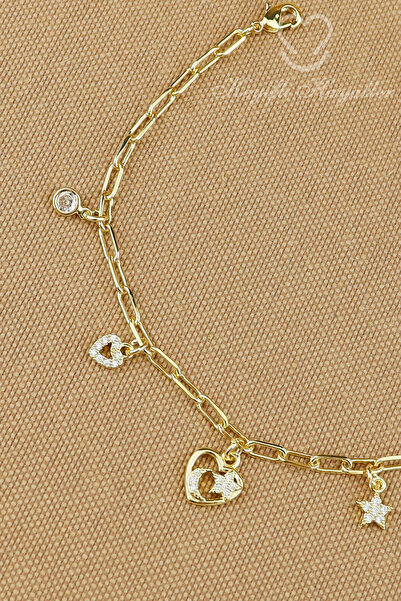 Keyifli Hayaller YSX Marka Kalp Ay Yıldız Charmlı Zincir Bileklik Modern Gold...