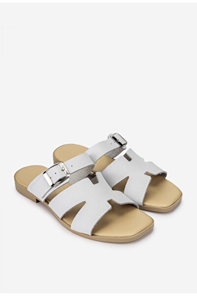 Dasha Sandale stil papuc dama din piele alba