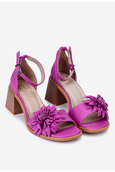 Dasha Sandale dama roz NUR din piele cu ornament floare