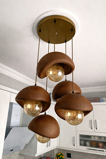 DREAM MODE Modern 5'li Avize Beton Dokulu -Salon ve Oturma Odası Şık ve Bohem...