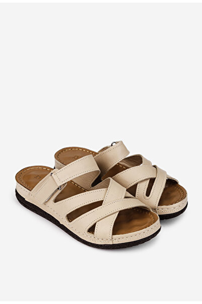 Dasha Sandale stil papuc dama din piele naturala bej