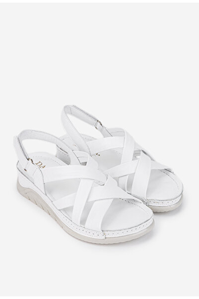 Dasha Sandale dama albe din piele naturala cu inchidere scai