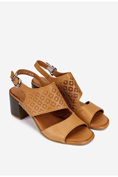 Dasha Sandale dama maro din piele naturala cu model perforat
