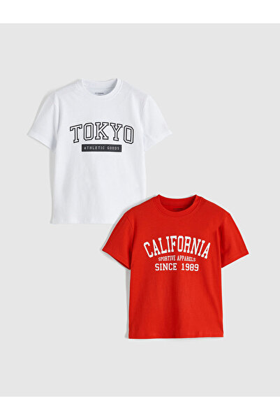 LC Waikiki Original Oval Collar Printed Boys' T-Shirt 2-Pack