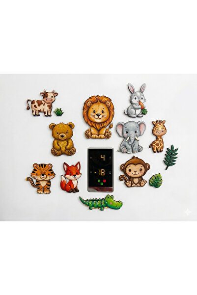 Simidil Design Boyanabilir Ahşap Magnet Seti - 10 Parça Hayvanlar Alemi -Hazı...