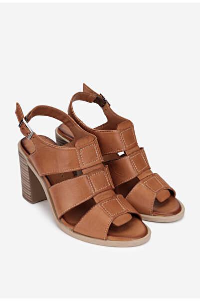 Dasha Sandale dama maro din piele naturala cu toc