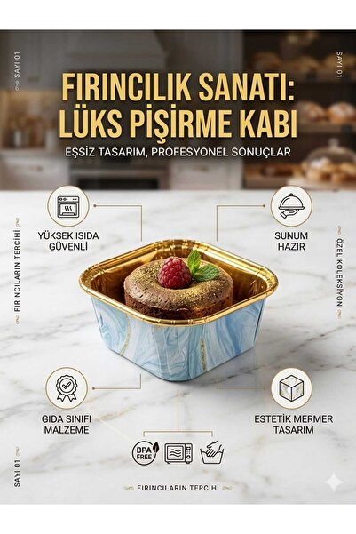 LOVYCO Luxurious Gold Foil & Marble Patterned Square Cooking and Presentation...