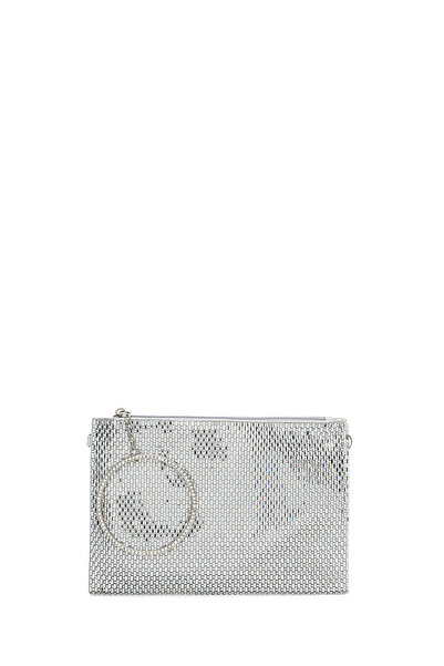 Derimod حقيبة سهرة نسائية بحزام سلسلة فضية ومرصعة بالأحجار 26PBD2906TS