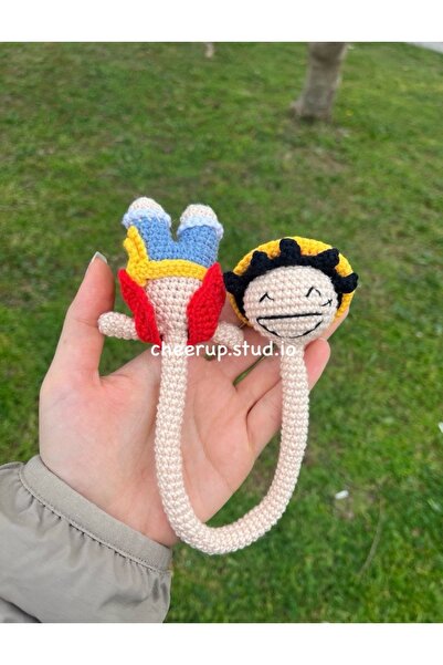 Handmade Amigurumi Luffy çanta charmı, araba aksesuarı