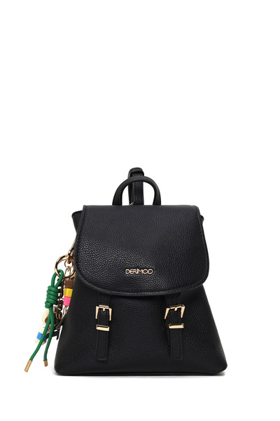 Derimod حقيبة ظهر نسائية سوداء مع إكسسوارات 26PBD2464FT